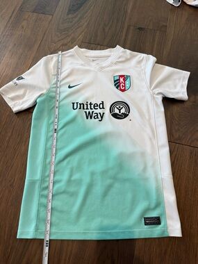 KC Current Nike Dri-FIT Youth Large Soccer Jersey Teal/White United Way